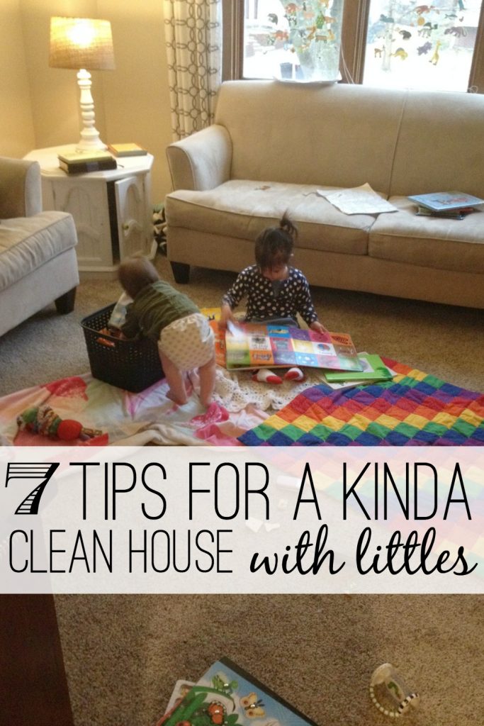 for me, learning to clean with little ones around has been a balance of letting go of my neat-freak inclination & learning how to put easy-to-maintain systems in place for relative neatness. here are the 3 main reasons why I bother cleaning at all and 7 tips for having a kinda clean house with little ones. 