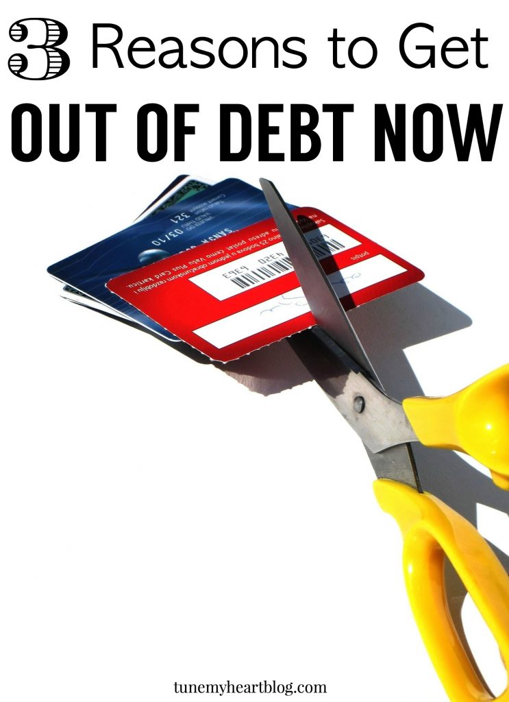 Why get out of debt now instead of later? Here are our top 3 reasons for getting out of debt! http://wp.me/p6bl1n-fO