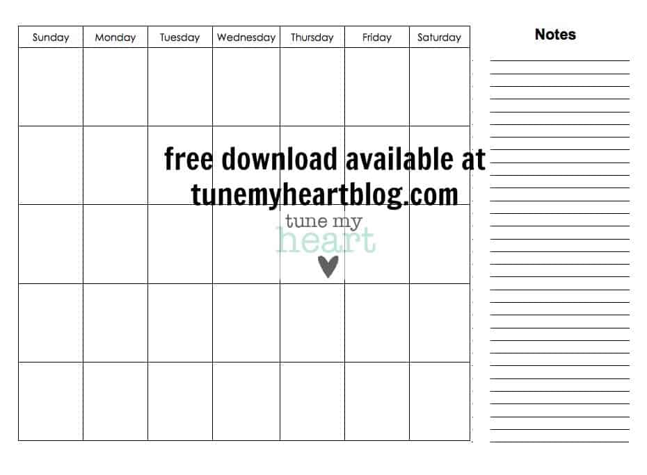 Free Download: Printable Monthly Calendar (for meal planning, or WHATEVER)!