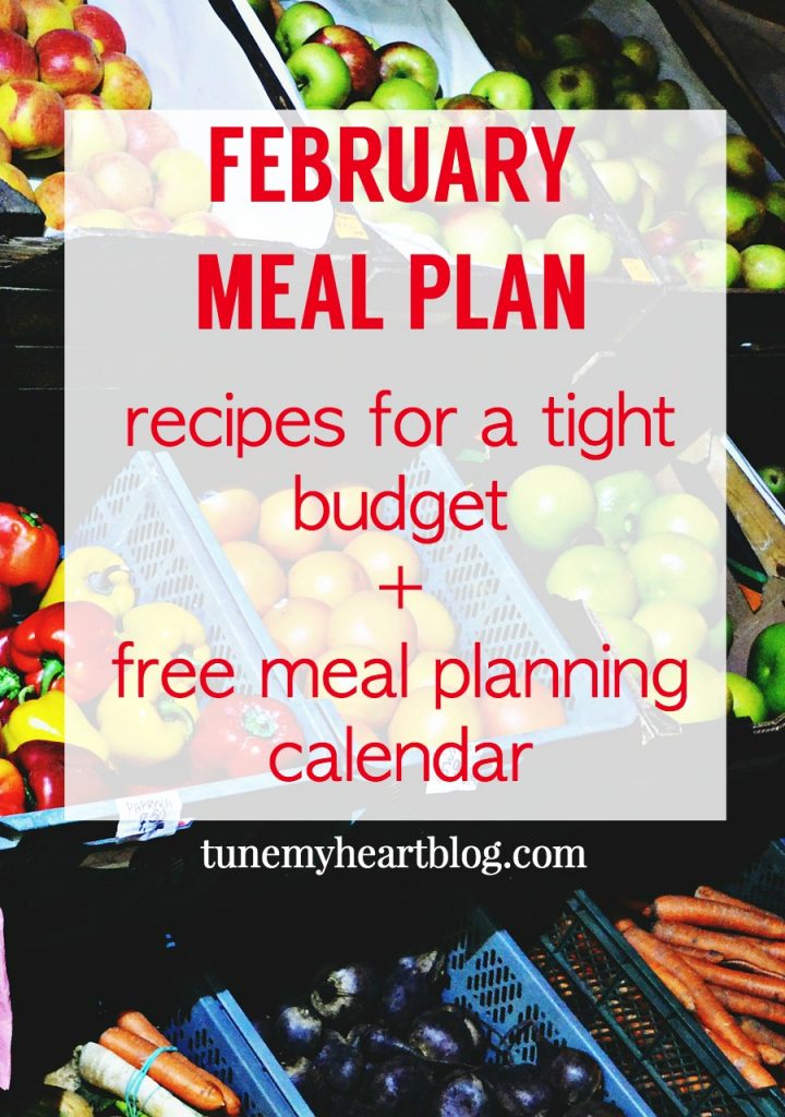 February's Monthly Meal Plan: recipes with links & a free printable calendar for monthly meal planning.