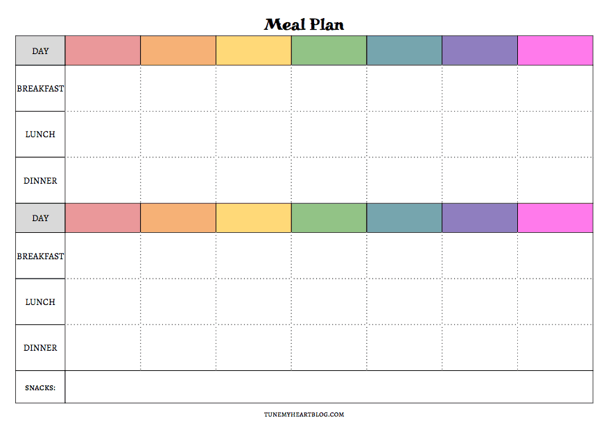 monthly meal plan calendar