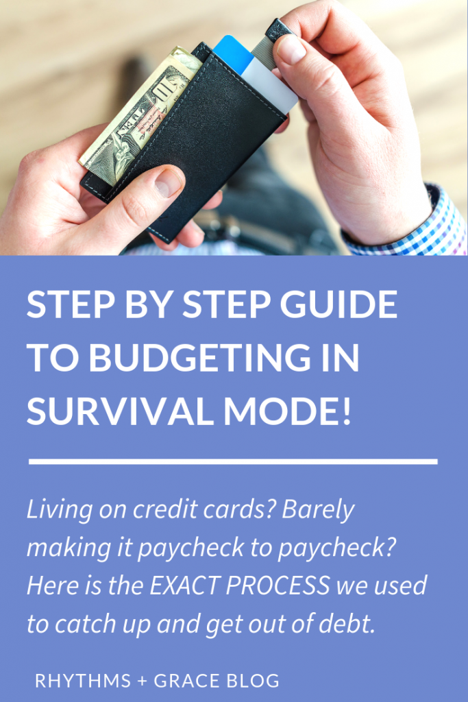 Are you in financial survival mode? Tired of living paycheck to paycheck? Here's how to get out of debt, get a month ahead and survive even on a low income. #budgeting #personalfinance #debt