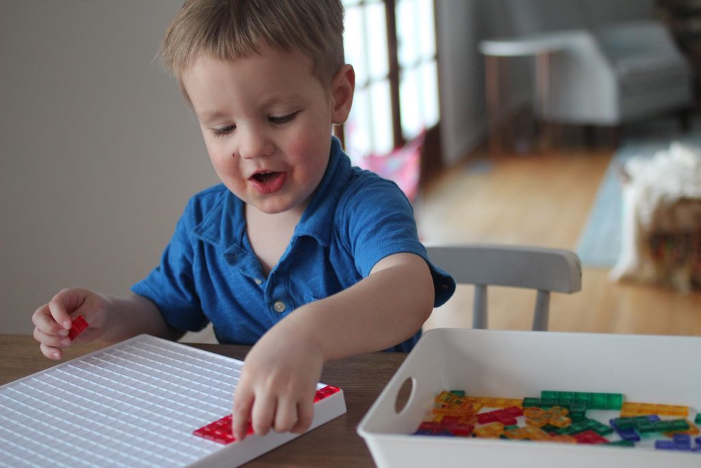 Blokus is a surprisingly fun game for toddlers and preschoolers. They can't usually play by the rules but it great for developing spatial awareness, color sorting, and independent play while feeling like one of the big kids!