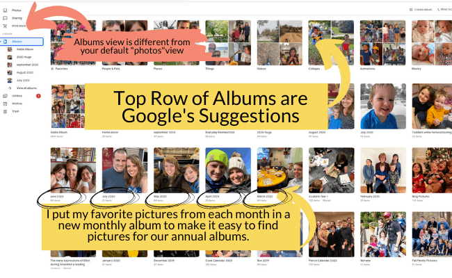 how to use Google photos organize albums