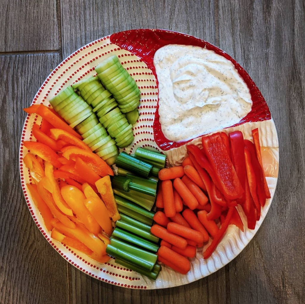 veggie tray afternoon snack for kids